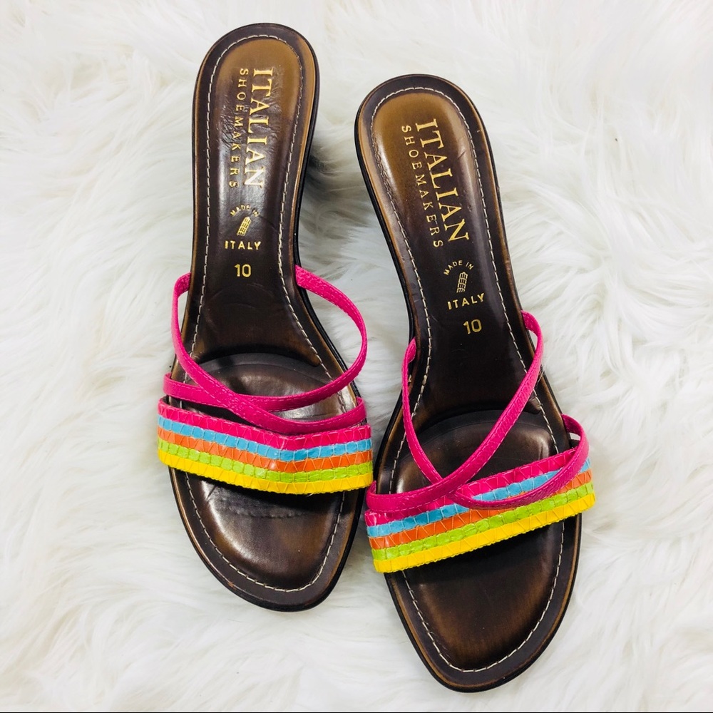 Italian Shoemakers Colorful Slip On Wedge Heels
